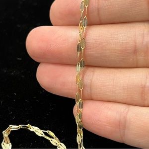 Solid 14K Yellow Gold Unique Oval Link Necklace 16”